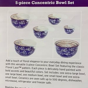 Blue Flowered Ceramic Bowls with lids